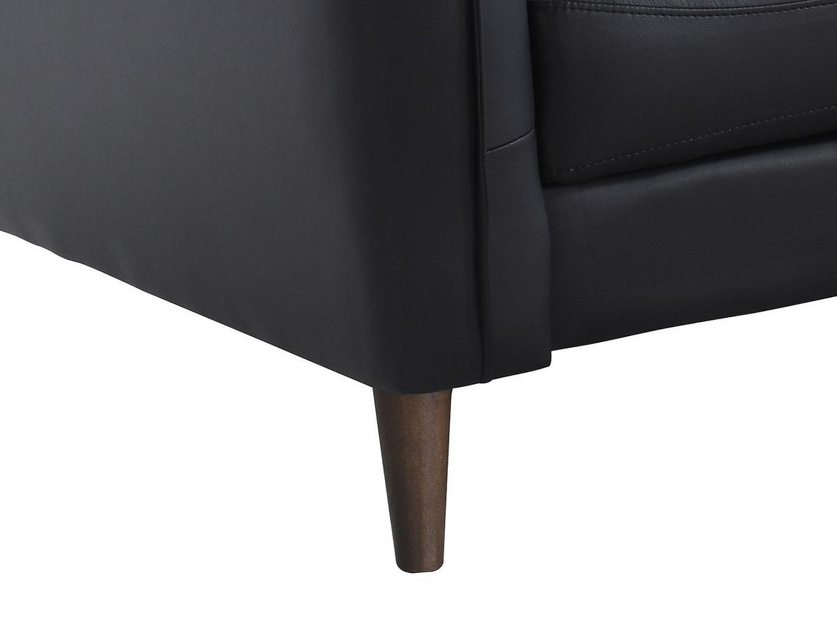 SOFA - 5 Personen - leder - schwarz Salvi - Schwarz, Leder/Holz (248/77/179cm) - Vente-Unique