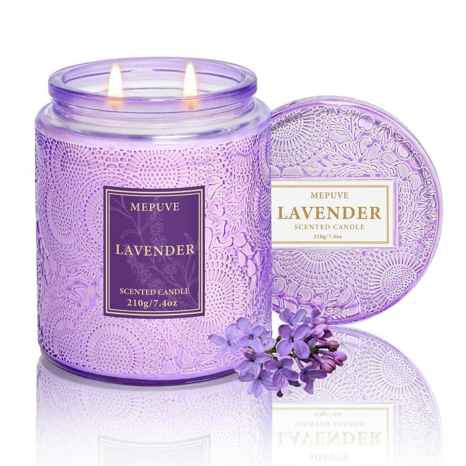 DUFTKERZE Lavendel Sojawachs 210g 2 Dochte - Flieder, Glas (9cm)