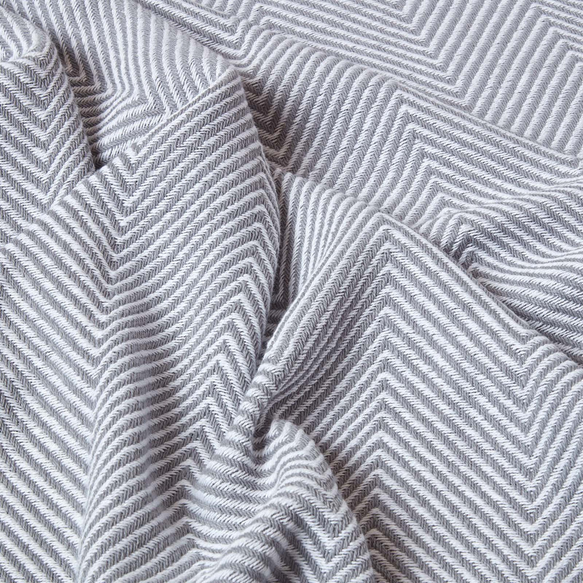 WOHNDECKE Halden 150/200 cm, Chevron-Muster 100% Baumwolle - Grau, Textil (150/200cm) - Homescapes