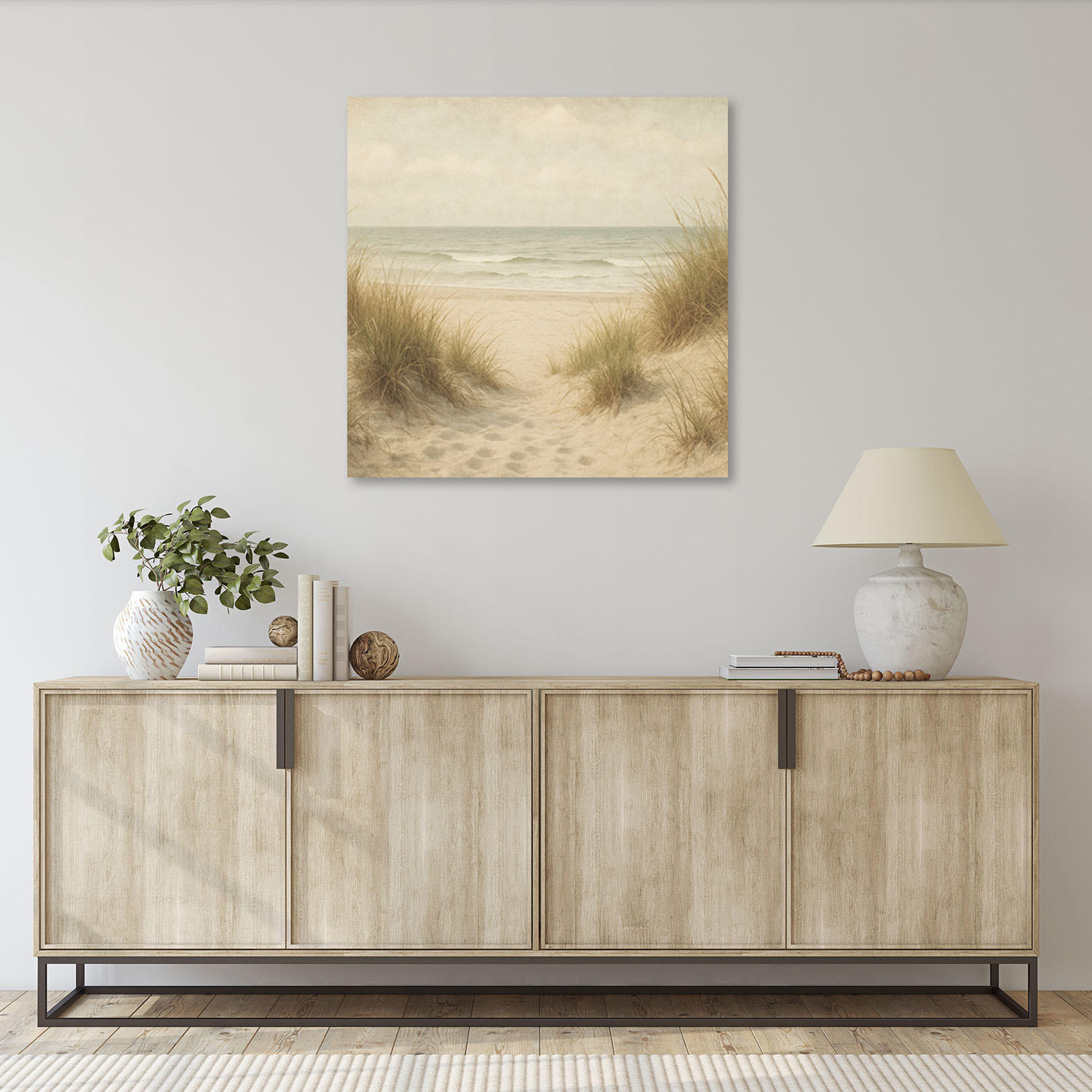 LEINWANDBILD Dünen Strand Landschaft 60x60cm - Beige, Textil (60/60cm) - Feeby