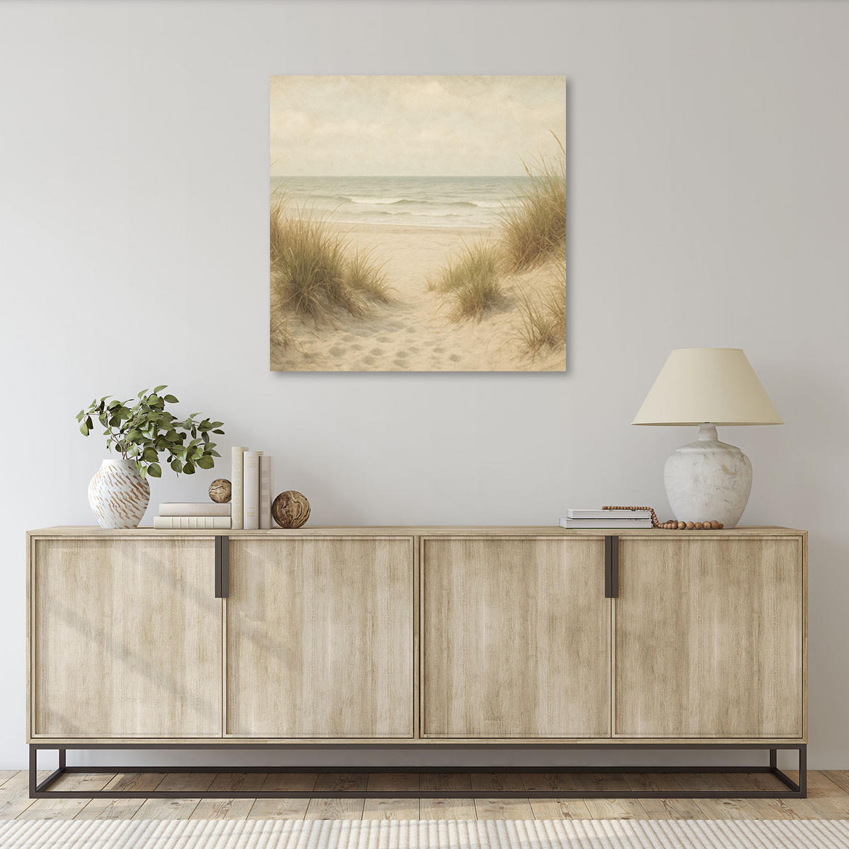 LEINWANDBILD Dünen Strand Landschaft 60x60cm - Beige, Textil (60/60cm) - Feeby