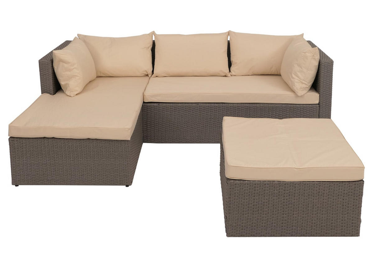 GARTEN-SET Grau Polster Beige - Grau, Textil - PROREGAL