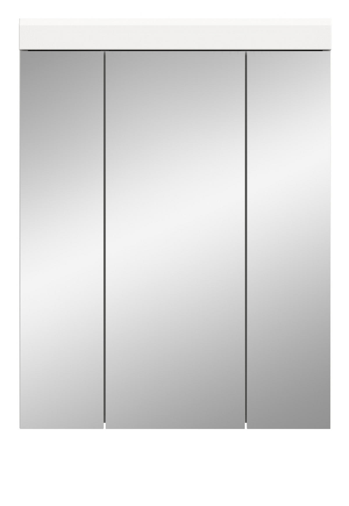 SPIEGELSCHRANK weiß Hochglanz 60 cm, Badschrank 3-türig - Weiß Hochglanz/Silberfarben, Glas/Holzwerkstoff (60/79/18cm) - Inn.Furn