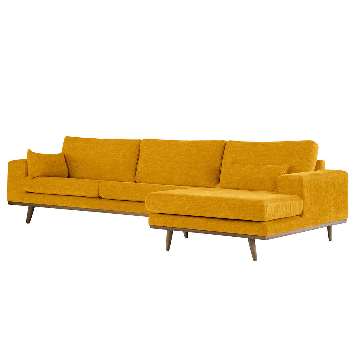 ECKSOFA mit Longchair - Eichefarben/Gelb, Eichenholz/Textil (281/153cm) - home24