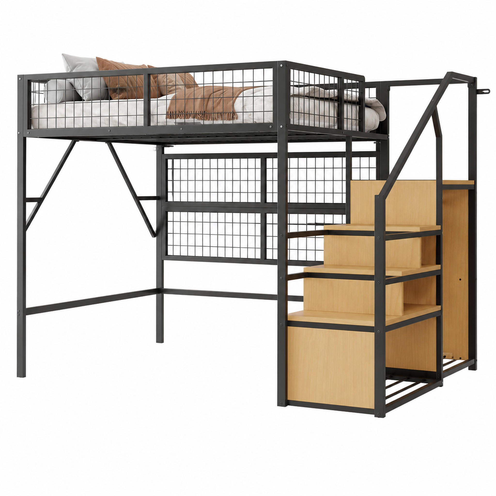 HOCHBETT mit Stauraum 140x200 cm Metall Schwarz - Schwarz, Metall (140/200cm) - Meubliv