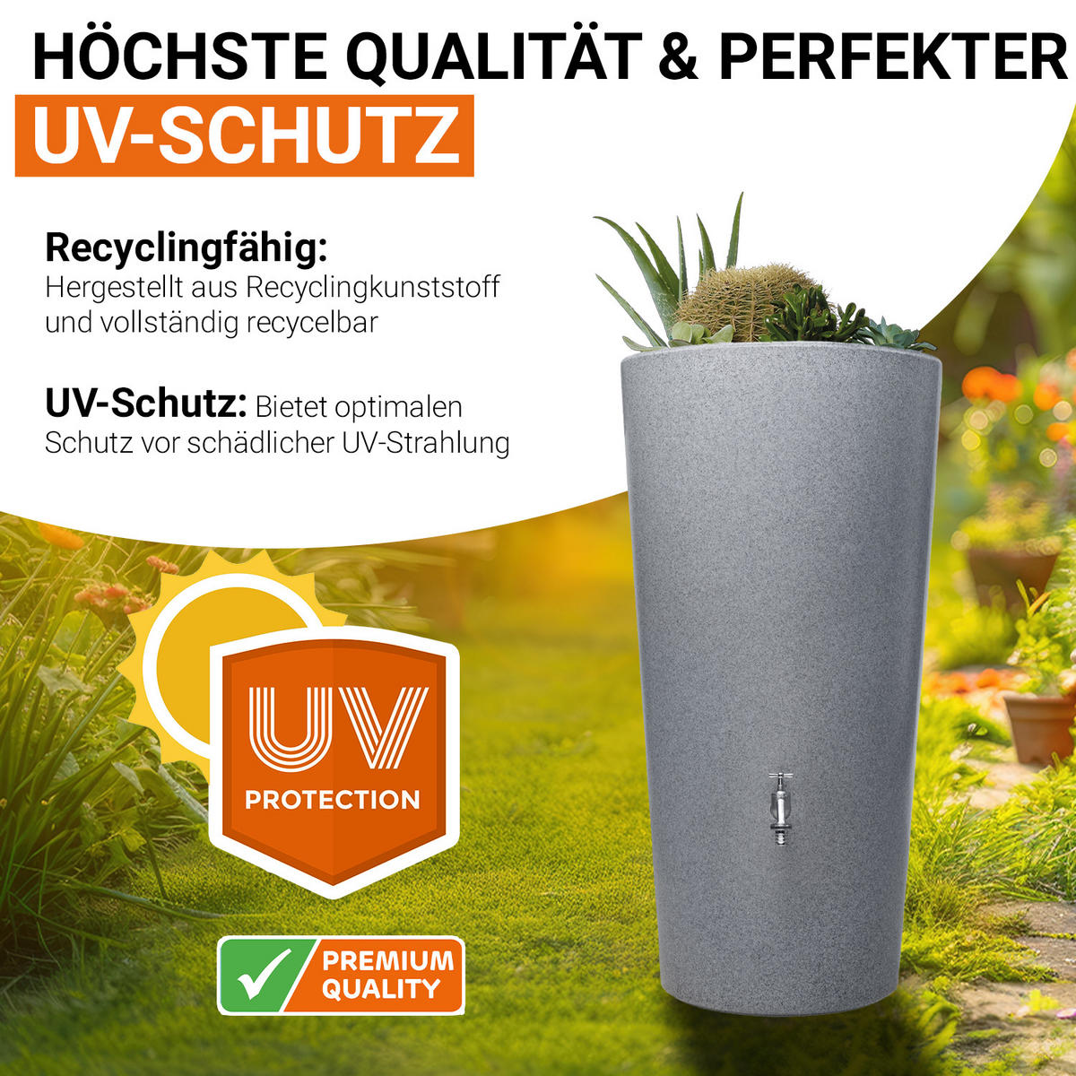 2IN1 Regentonne 210 L, silver - Silberfarben, Kunststoff (58/110/60cm) - GARANTIA