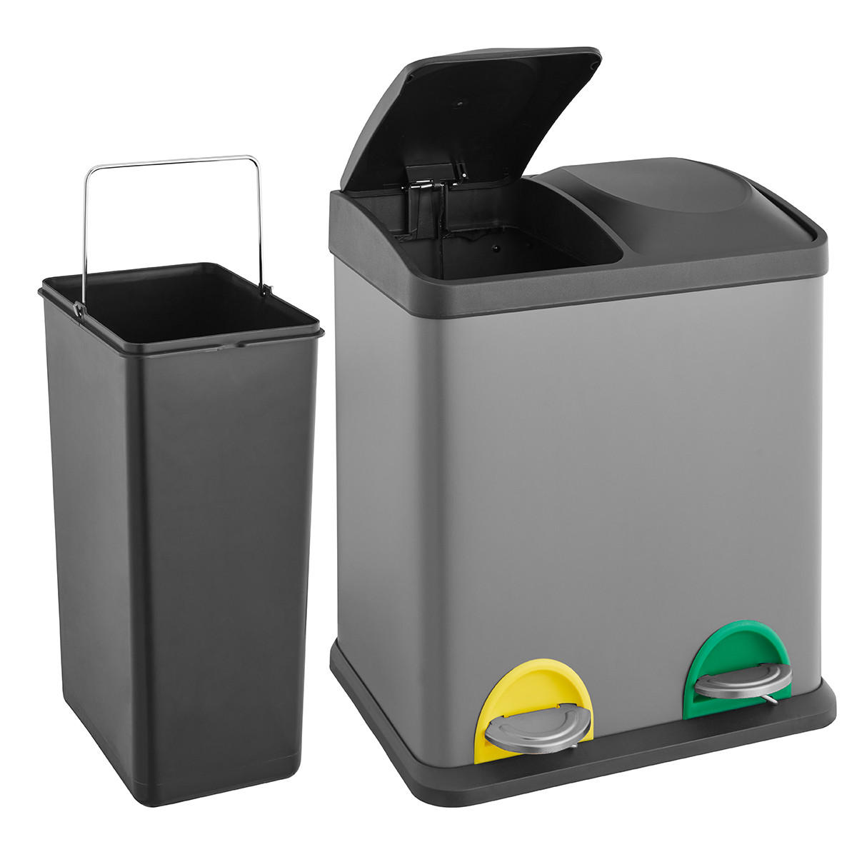 MÜLLEIMER TC2X15 30L 2x15 - Grau, Metall (41/44/30cm) - SVITA