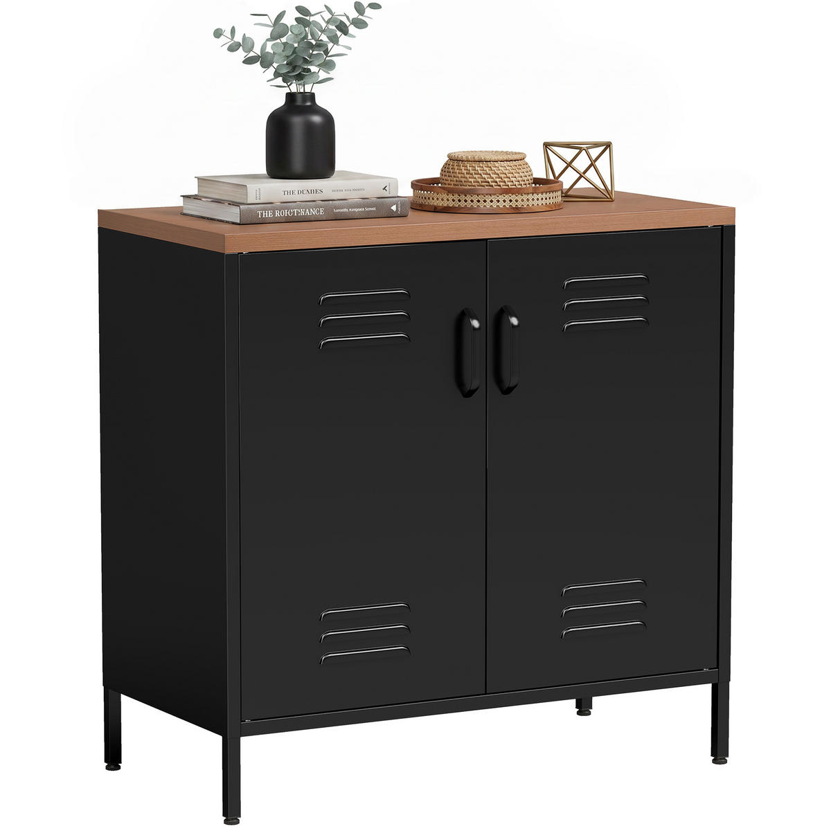 SIDEBOARD Schwarz 80/40/80 cm - Schwarz, Metall (40/80/80cm) - PANGIVO