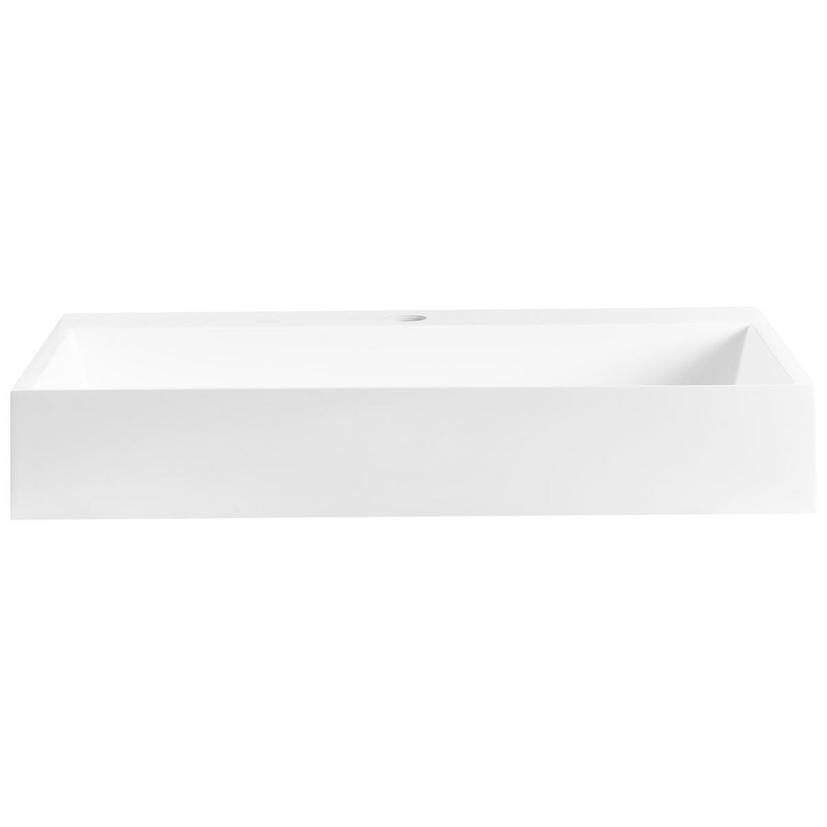 HÄNGEWASCHBECKEN Weiß 60/38 cm Mineralguss Quenko - Weiß, Naturmaterialien (60/12/38cm) - Beliani
