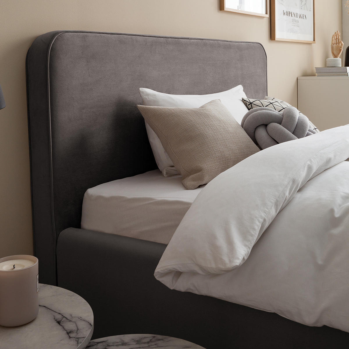 POLSTERBETT - Dunkelgrau, Textil (160/200cm) - home24