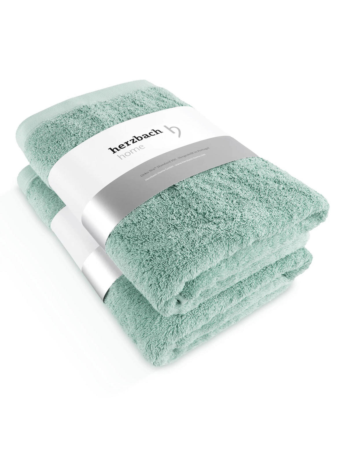 DUSCHTUCH 2er Set Pura Mint - Mintgrün, Textil (70/140cm) - Herzbach Home