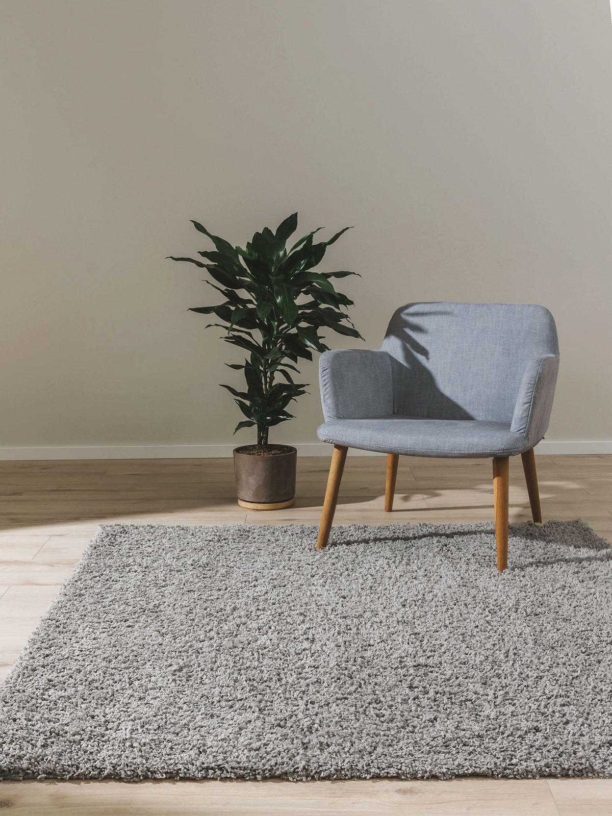 HOCHFLORTEPPICH Soho Hellgrau 160x160 cm - Hellgrau, Kunststoff (160/160cm) - benuta