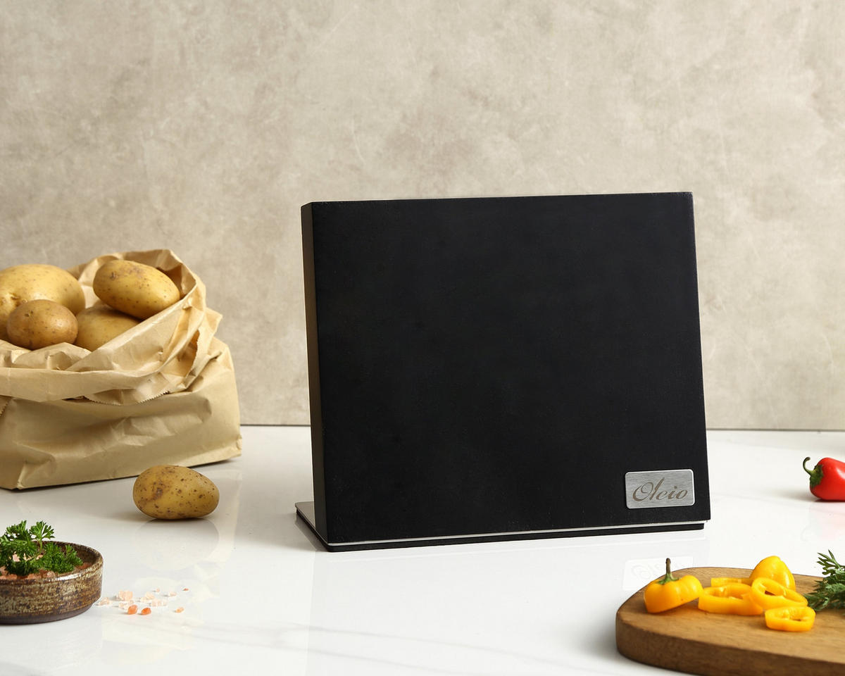 MAGNETISCHER MESSERHALTER - Schwarz, Holz (24/10.5/27.5cm) - Oleio