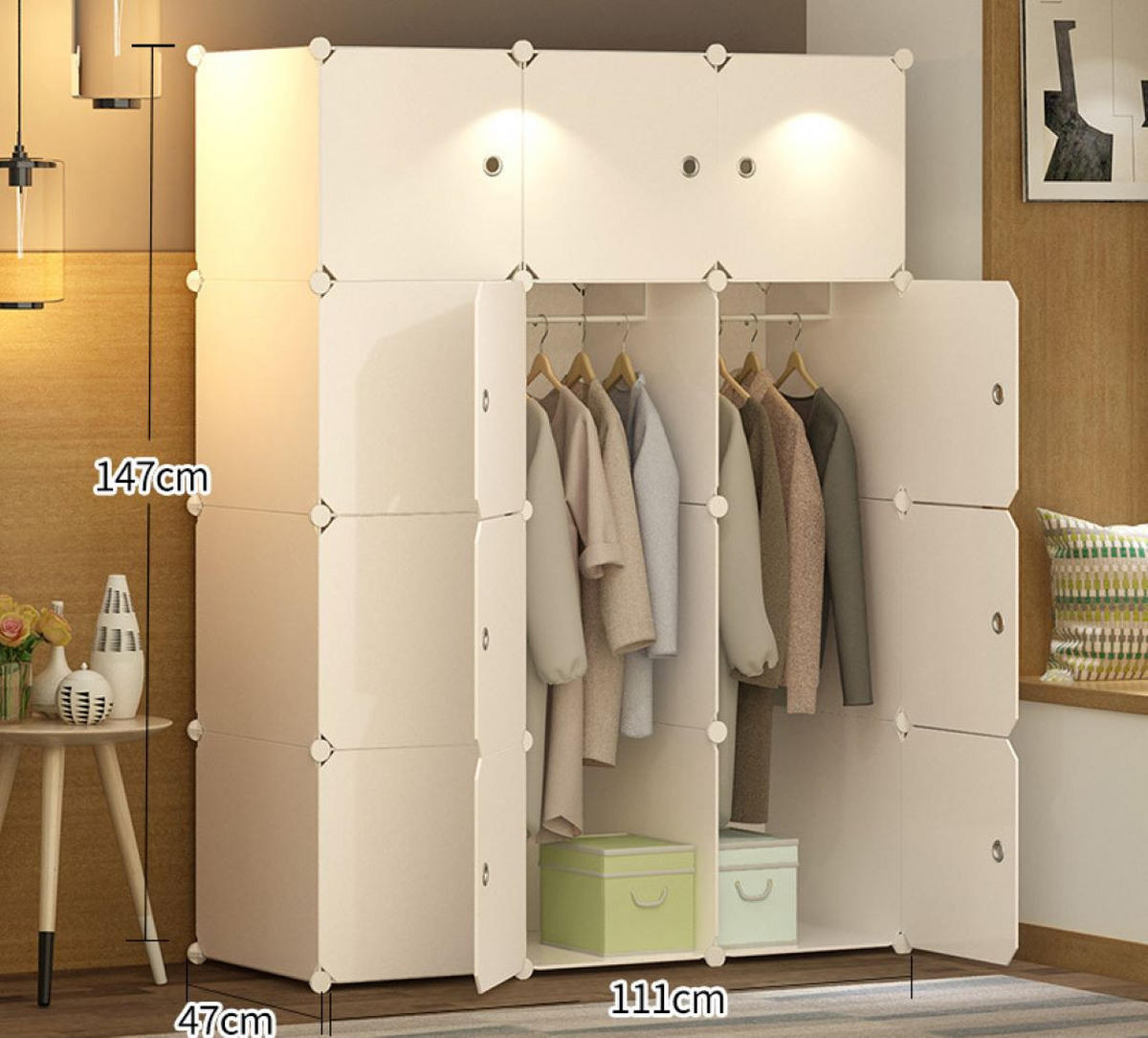 KLEIDERSCHRANK weiß 111/47/147 cm - Weiß, Kunststoff (111/147/47cm) - MUVU