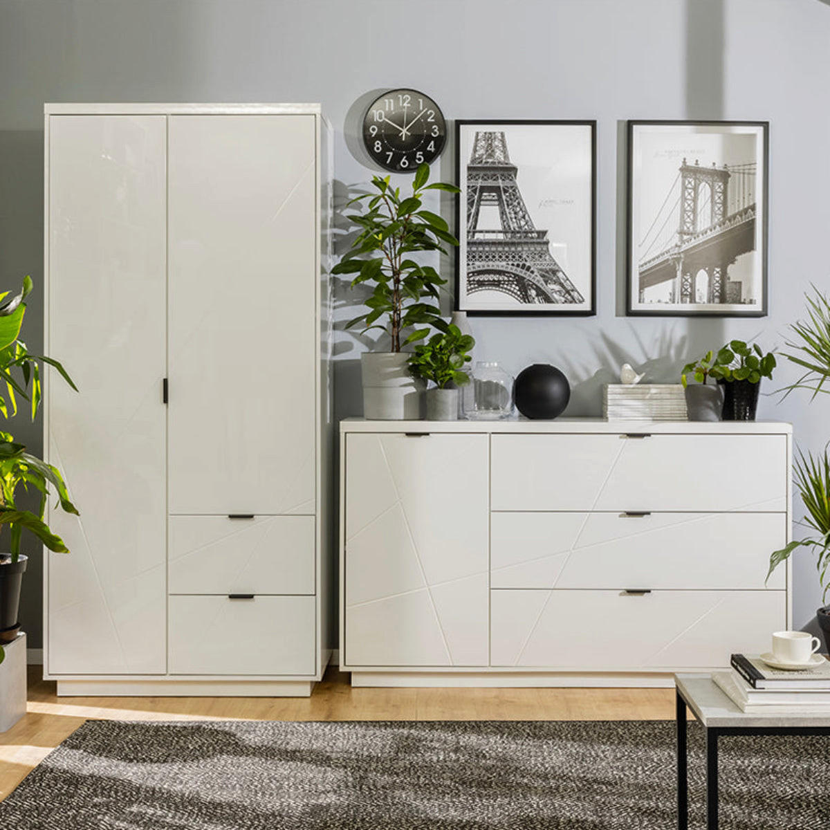 SIDEBOARD Sven Weiß - Weiß Hochglanz/Weiß, Holzwerkstoff (156/93/43cm) - Petits-meubles