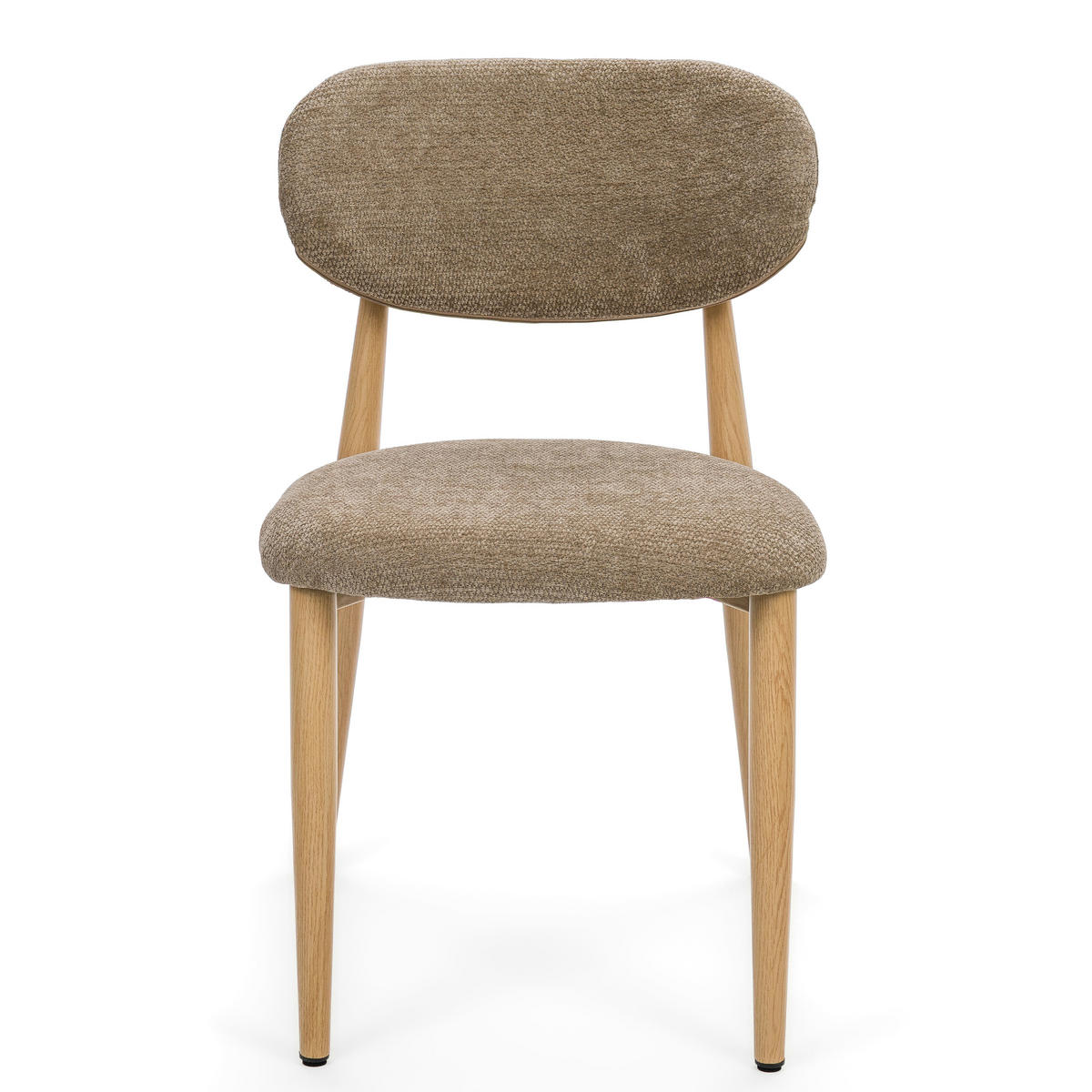 STUHL ALMO gepolstert Beine in Holzoptik - beige - Chenille - Hellbraun/Eichefarben, Textil/Metall (47/77/54cm) - NEW HOME
