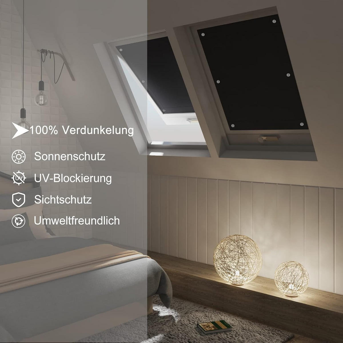 ROLLO für Fenster ohne Bohren 76 x 93 cm Schwarz - Schwarz, Kunststoff (76/93cm) - Woltu
