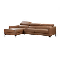 SOFA - 4 Personen - leder - camel Florence - Hellbraun, Leder/Metall (253/92/173cm) - Vente-Unique