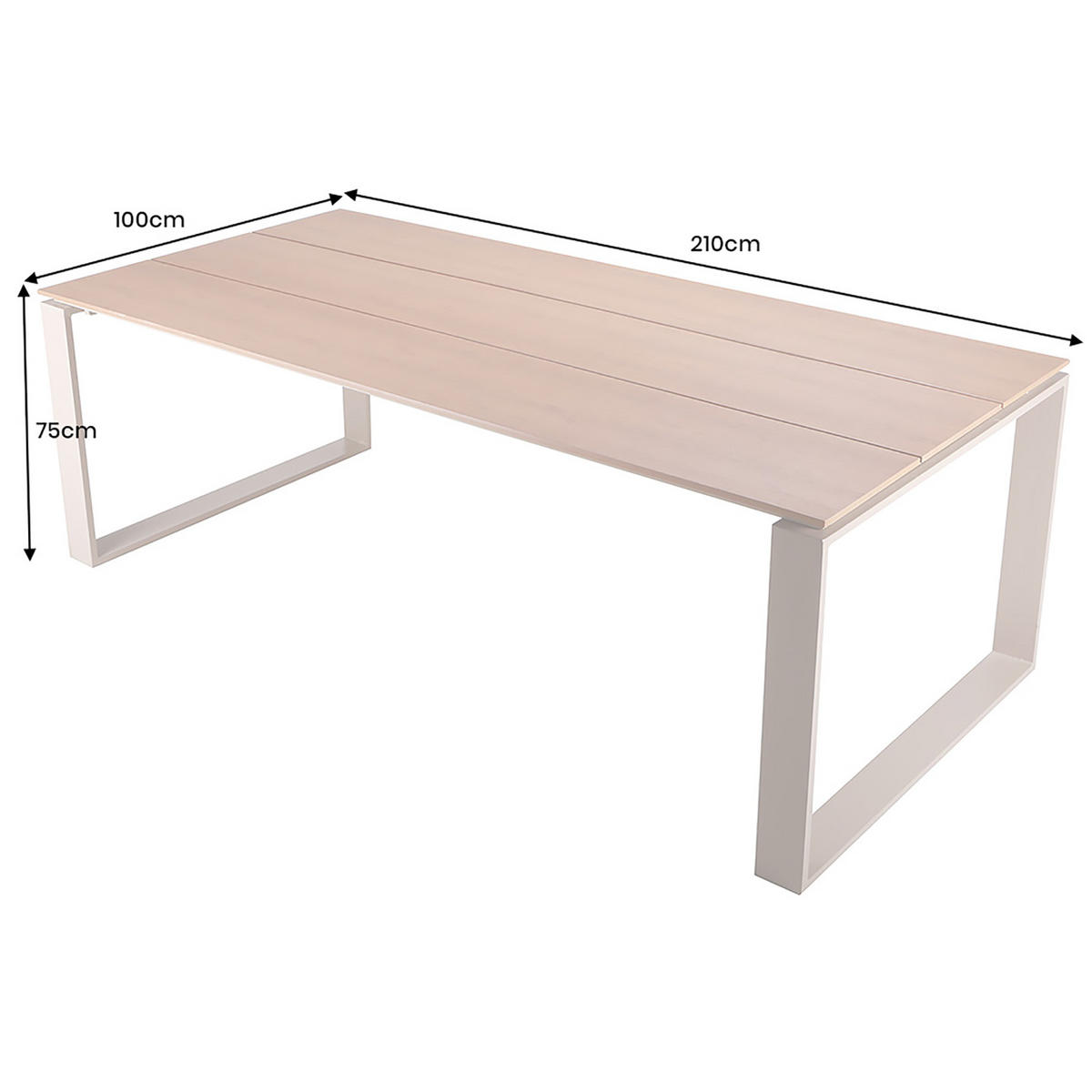 GARTENTISCH FLOATING Kunststoff Natur 210 cm - Naturfarben, Kunststoff/Metall (100/210/75cm) - riess-ambiente