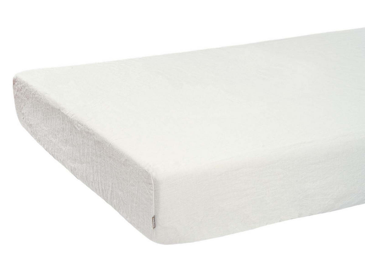 SPANNBETTTUCH reines Leinen stonewash-weiß 90/200 cm - Weiß, Naturmaterialien (90/200cm) - beties Heimtextil