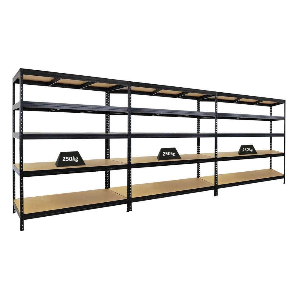 SCHWERLASTREGAL 3er-Set Rivet 180x150x60cm Fachlast 250kg Schwarz - Schwarz, Metall (450/180/60cm) - PROREGAL