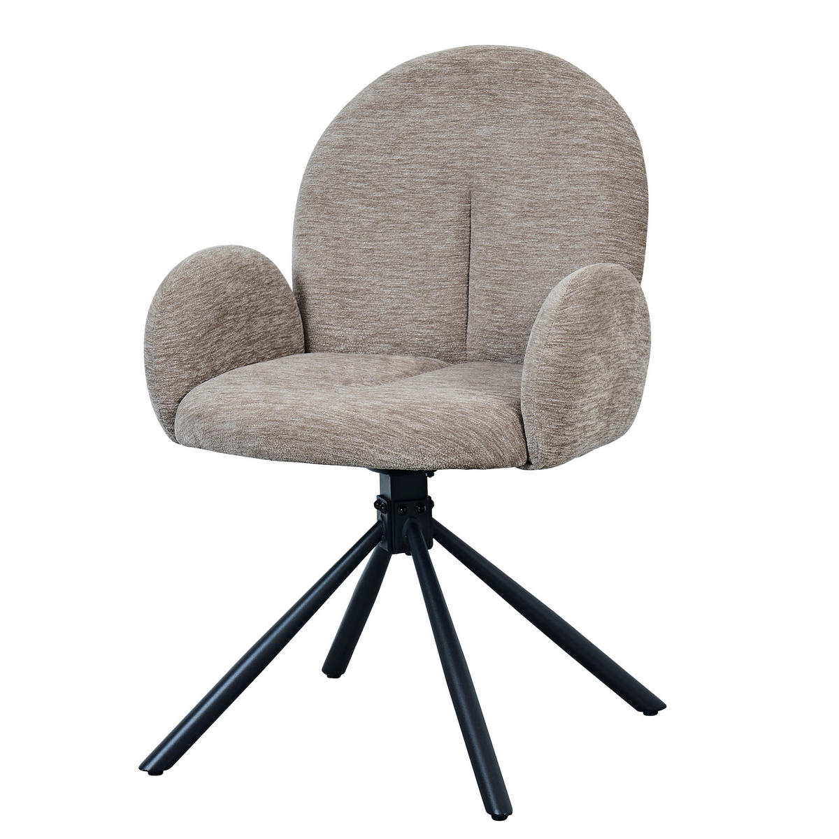 ESSTUHL 2er-Set Taupe Drehbar mit Armlehnen & Metallbeinen - Taupe, Metall (53.5/86.5/36cm) - PANGIVO