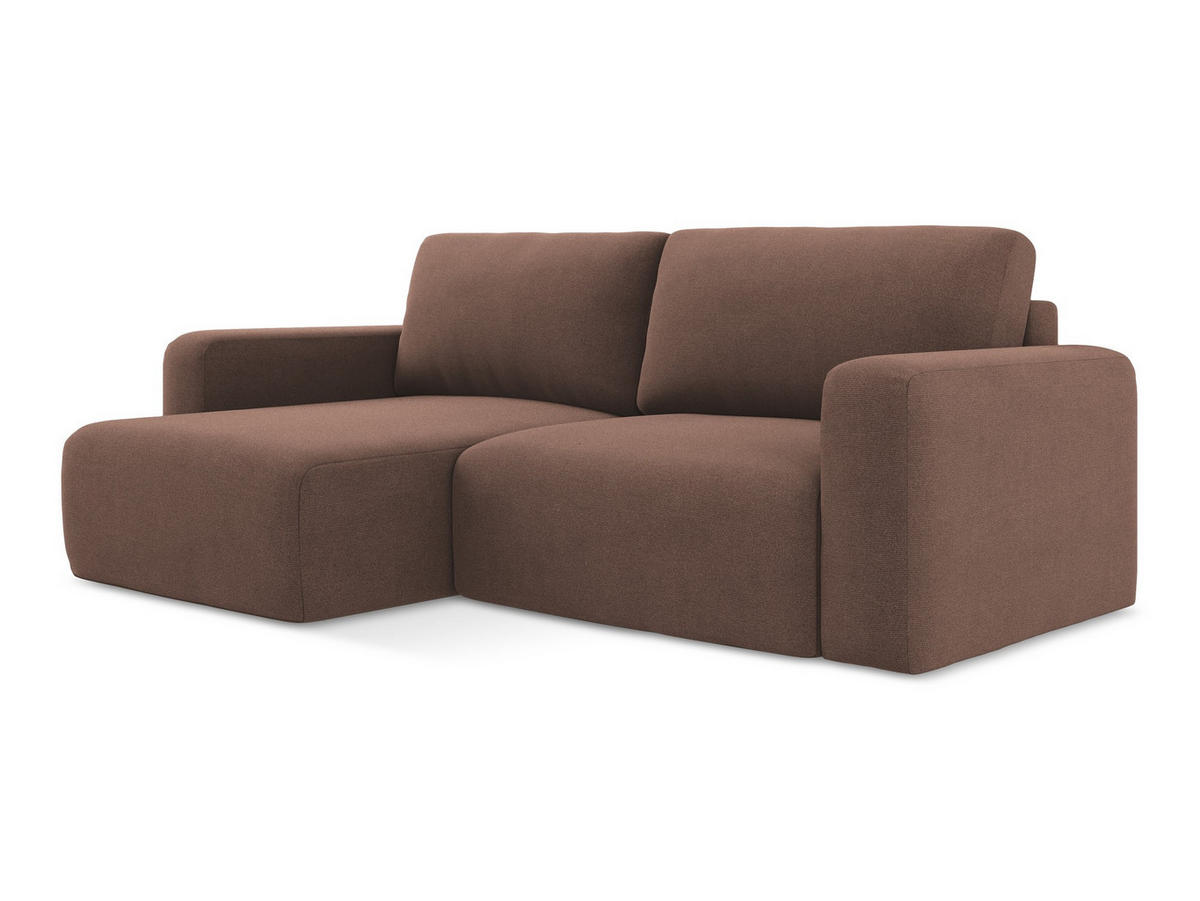 ECKSOFA mit Schlaffunktion links Strukturstoff Stoff Pink - Pink/Hellrosa, Kunststoff/Textil (149/244cm) - Makamii
