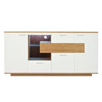 SIDEBOARD Weiß und Holzfarbe 160/40/77 cm - Naturfarben, Holzwerkstoff (160/77/40cm) - PANGIVO