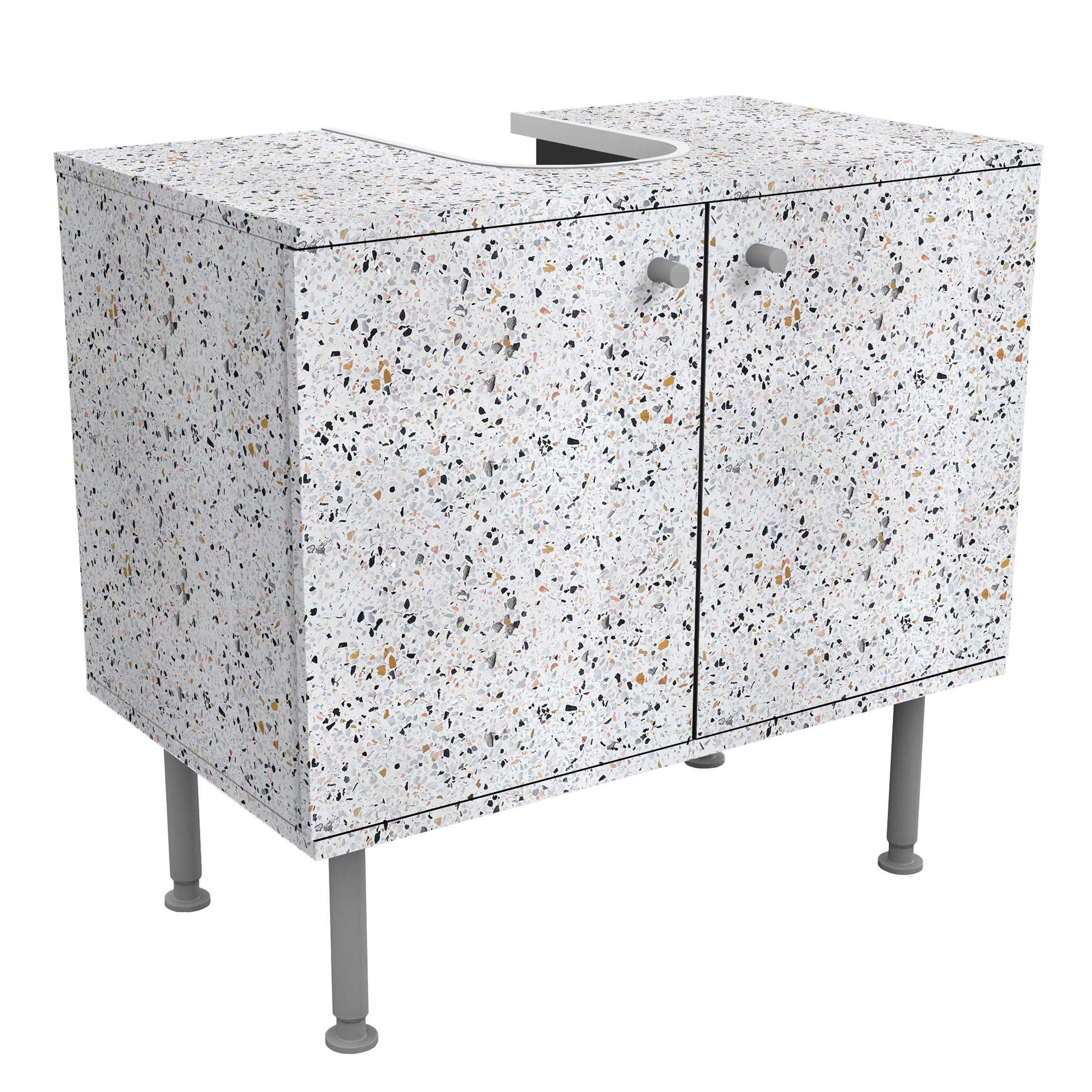 WASCHBECKENUNTERSCHRANK Terrazzo Muster Neapel 60/55/35 cm - Weiß, Holzwerkstoff (60/55/35cm) - Bilderwelten