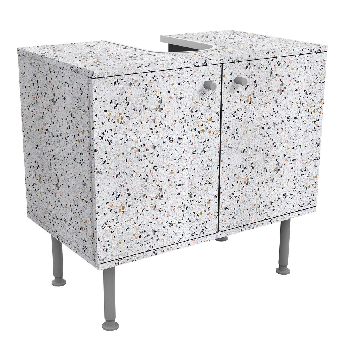 WASCHBECKENUNTERSCHRANK Terrazzo Muster Neapel 60/55/35 cm - Weiß, Holzwerkstoff (60/55/35cm) - Bilderwelten