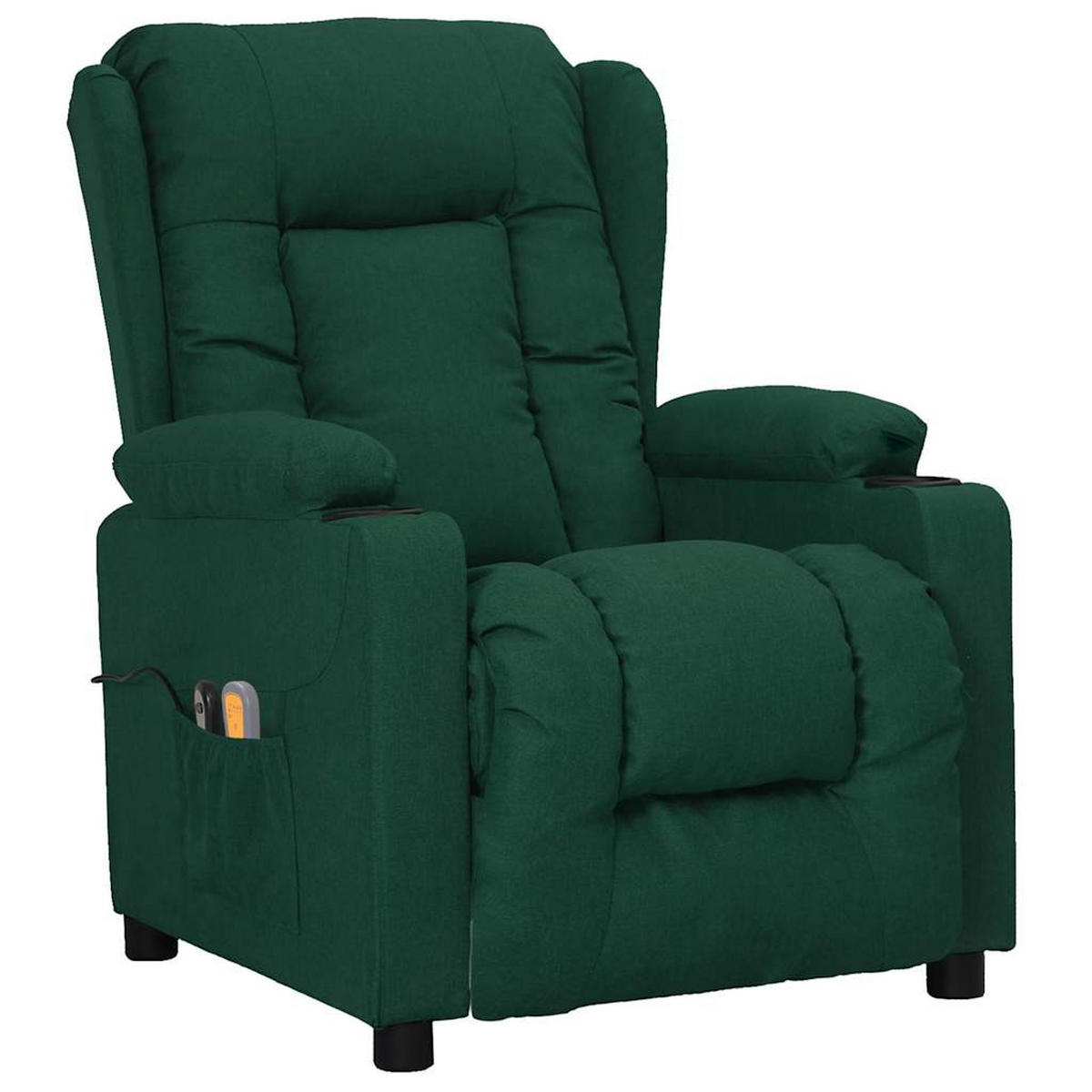 ELEKTRISCHER Massagesessel Dunkelgrün Stoff - Dunkelgrün/Schwarz, Textil (96/99.5/72.5cm) - vidaXL