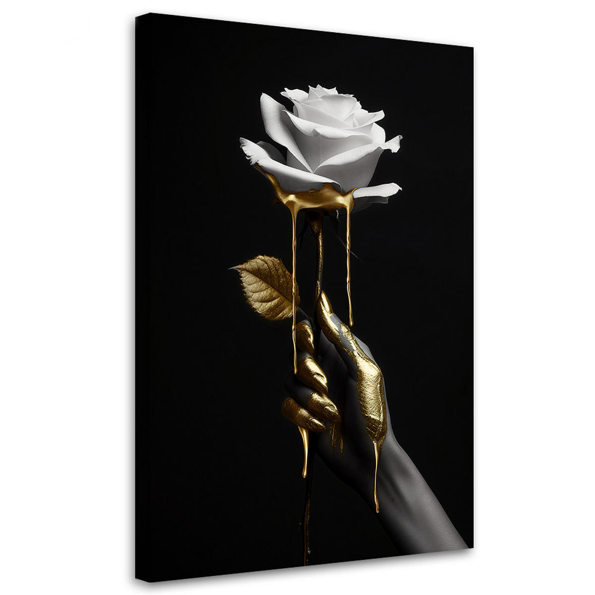 LEINWANDBILD Rose in Gold 60x90cm - Schwarz, Textil (60/90cm) - Feeby
