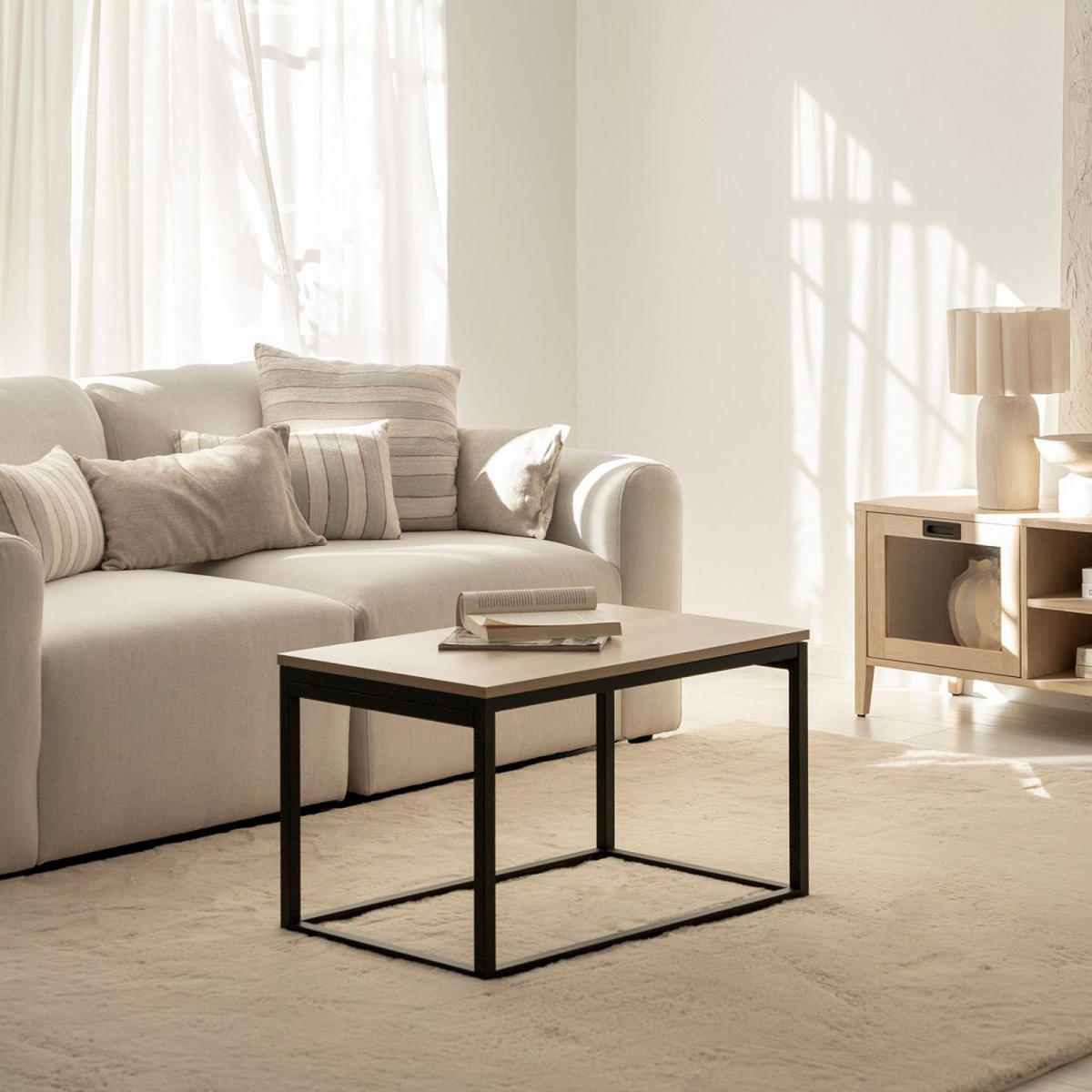 COUCHTISCH HOCHKLAPPBARER Navan Schwarz 80 cm x 49-61 cm - Schwarz, Holzwerkstoff (50/80/49cm)