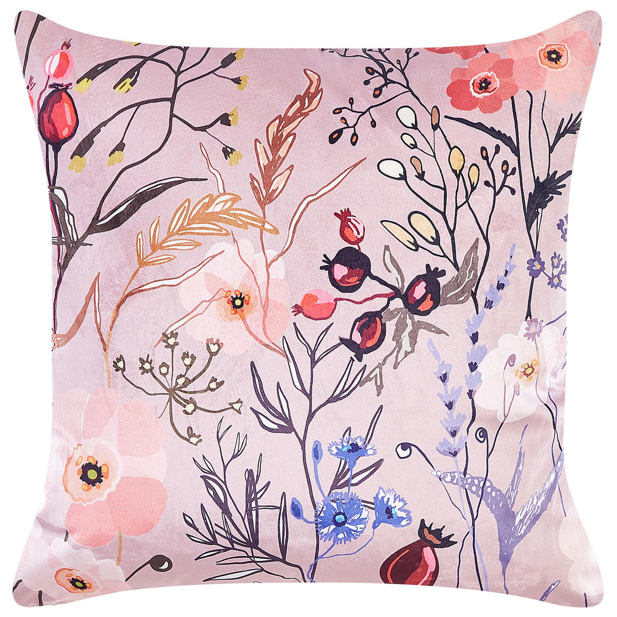 DEKOKISSEN 2er-Set Pastellrosa 45/45 cm Anemones - Pink, Textil (45/45cm) - Beliani
