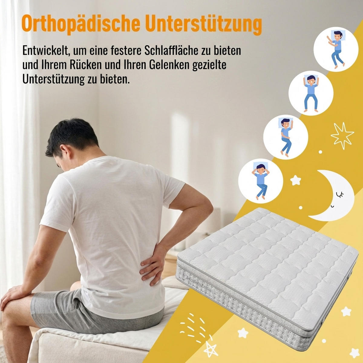 TASCHENFEDERKERNMATRATZE 140/190 cm Weiß H3, 25cm Hohe Kaltschaum Hybrid-Matratze - Weiß, Textil (140/190cm) - Oxeza
