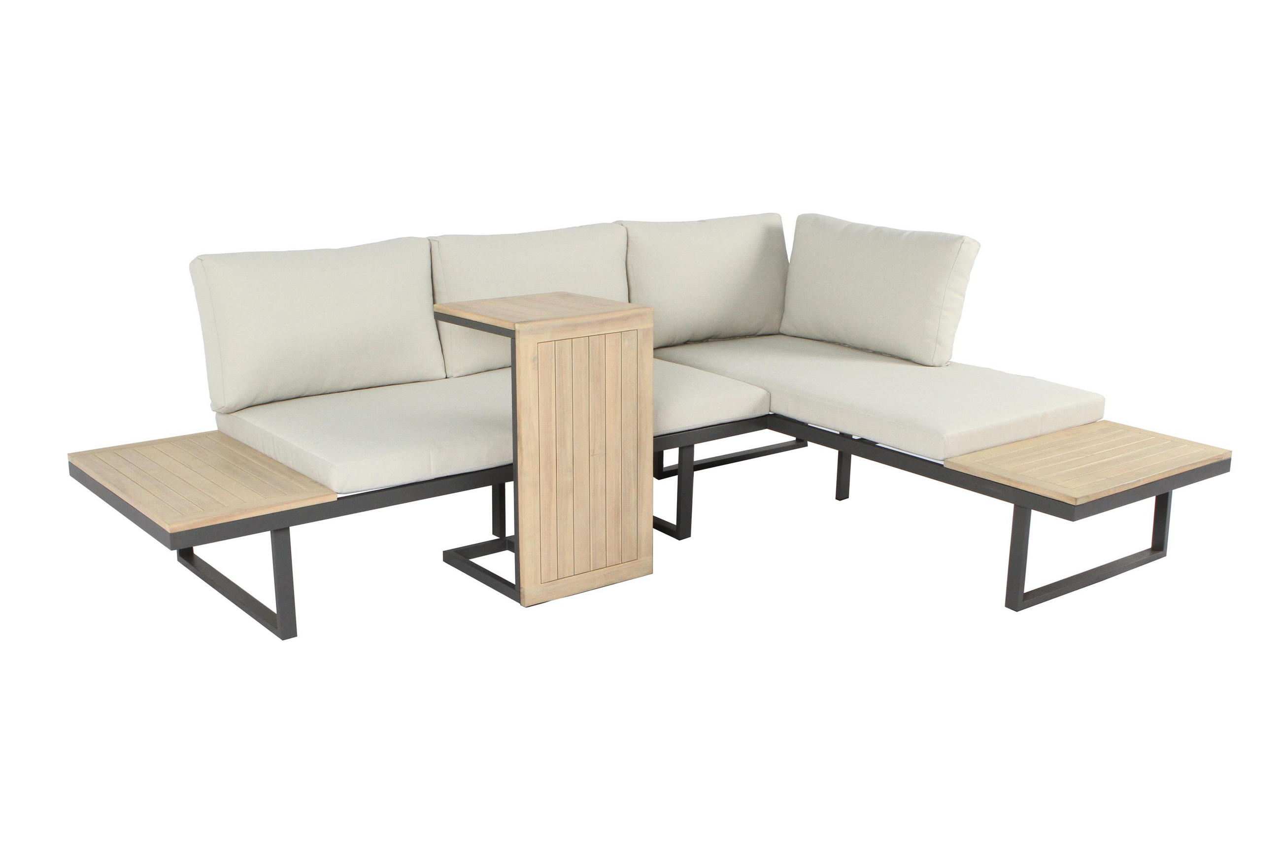 GARTEN-ECKLOUNGE Celano Beige Aluminium für 4 Personen - Grau, Kunststoff - Green Spirit