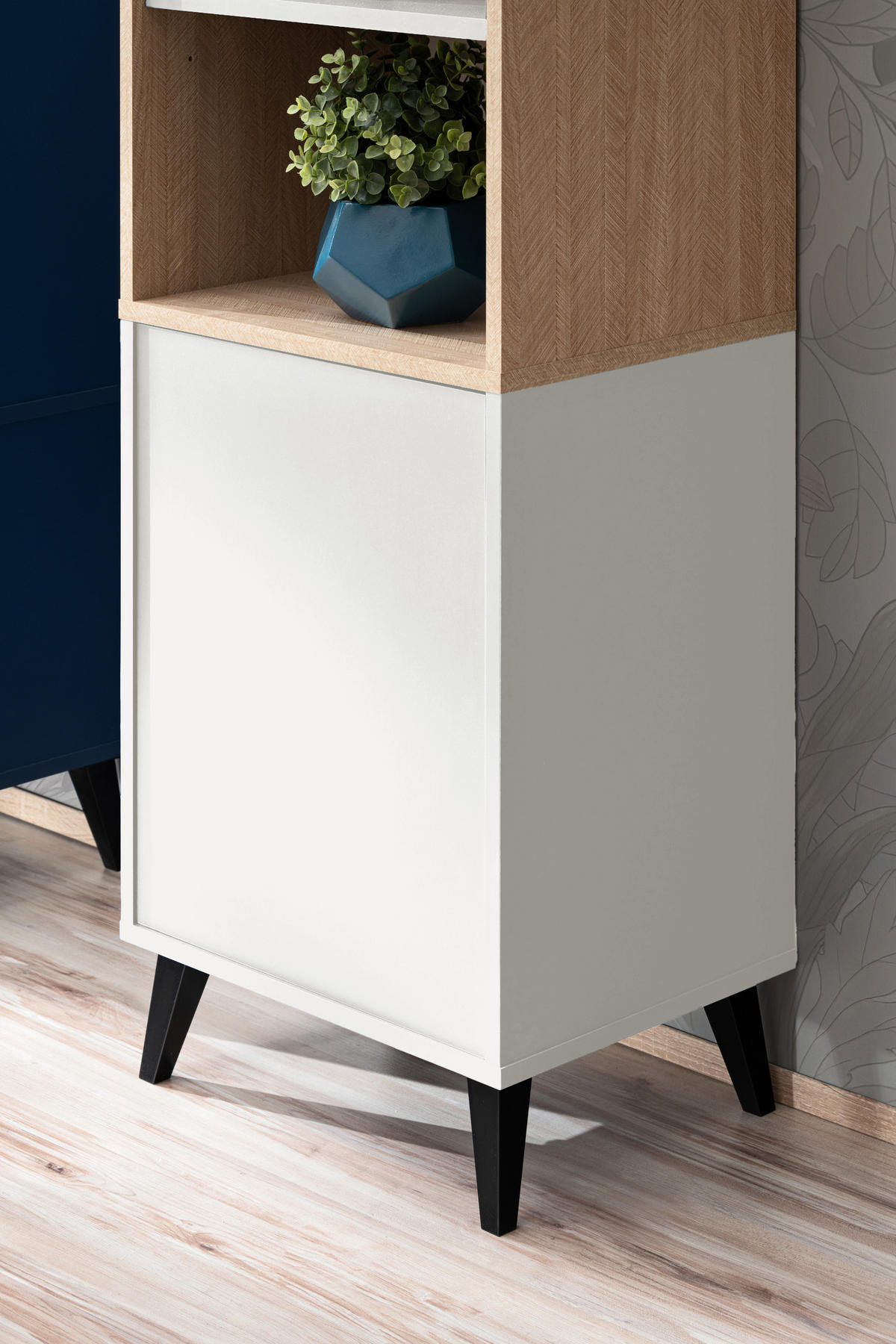 HIGHBOARD FONDI, Weiß, Skandinavische Tanne - Hellbraun/Weiß, Glas/Holzwerkstoff (46/173/35cm) - Komodee