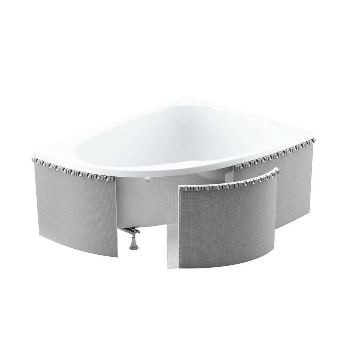 BADEWANNE Eckwanne RIMA 160/100 Links mit Styro Ablauf Füße - Weiß, Kunststoff (100/58.5/160cm) - bad land