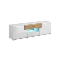 TV STOLÍK Jules Biela a drevo - biela, kompozitné drevo (159/47/39cm) - Petits-meubles