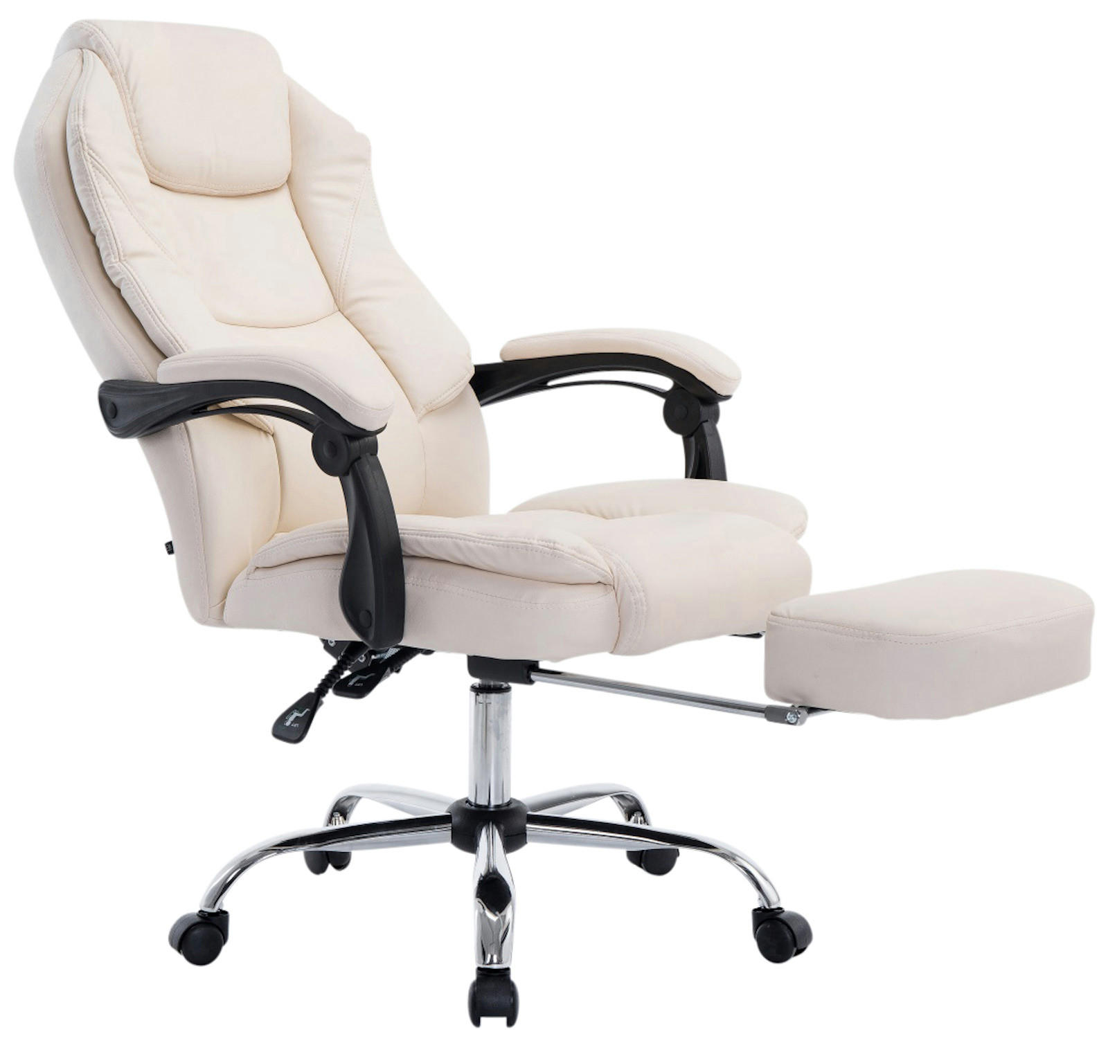 CHEFSESSEL Lederlook Creme - Chromfarben/Creme, Textil/Metall (67/114/64cm) - CLP