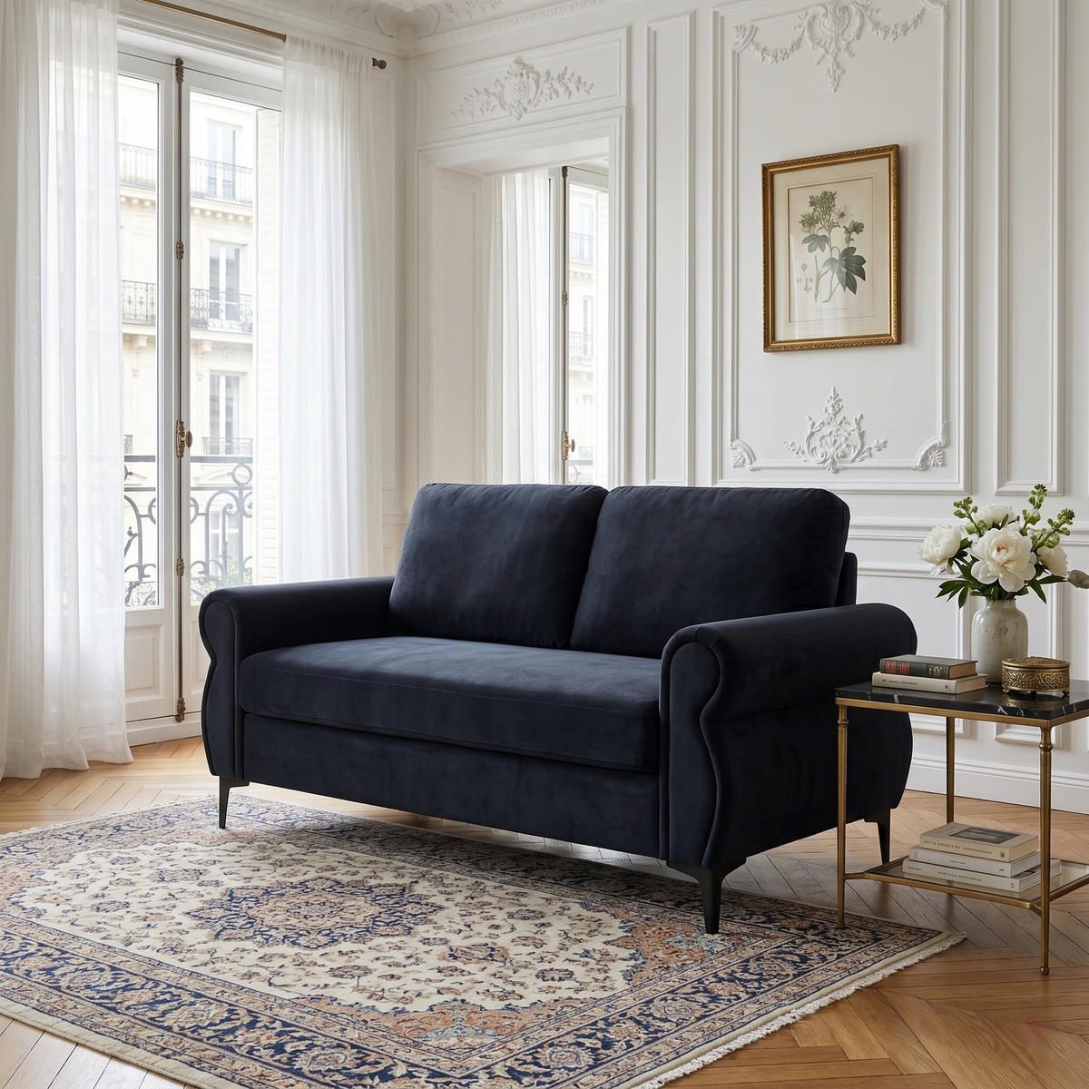 2-SITZER SOFA Polyester Schwarz mit abnehmbaren Bezügen - Schwarz, Holzwerkstoff/Textil (173.5/92/81cm) - WISHDOR