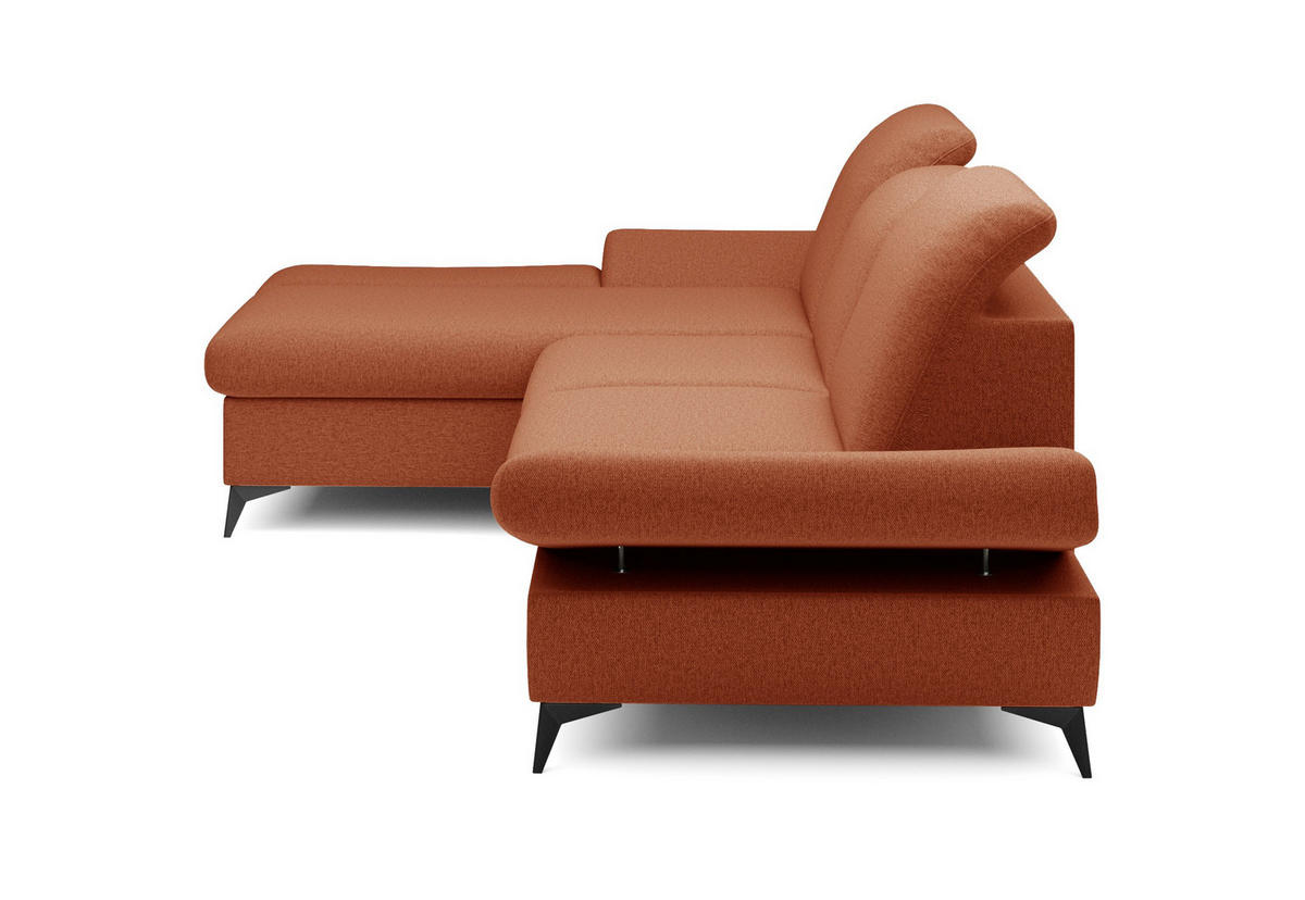 ECKSOFA FELICE L-S Orange Geflochtener Stoff mit Schlaffunktion - Orange, Holz (284/166cm) - MASSENO