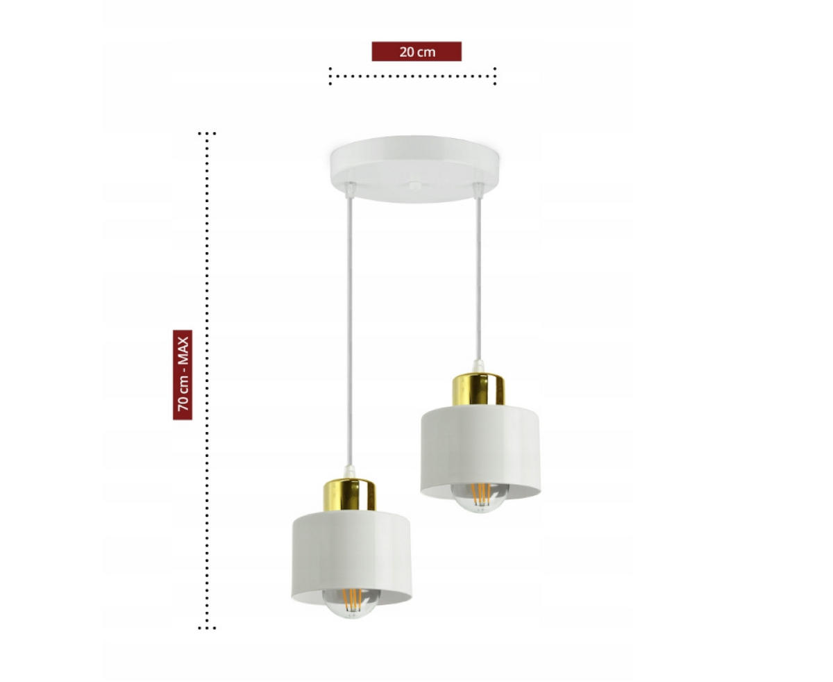 PENDELLEUCHTE Roller - Goldfarben/Weiß, Metall (20/20/70cm) - kiki design