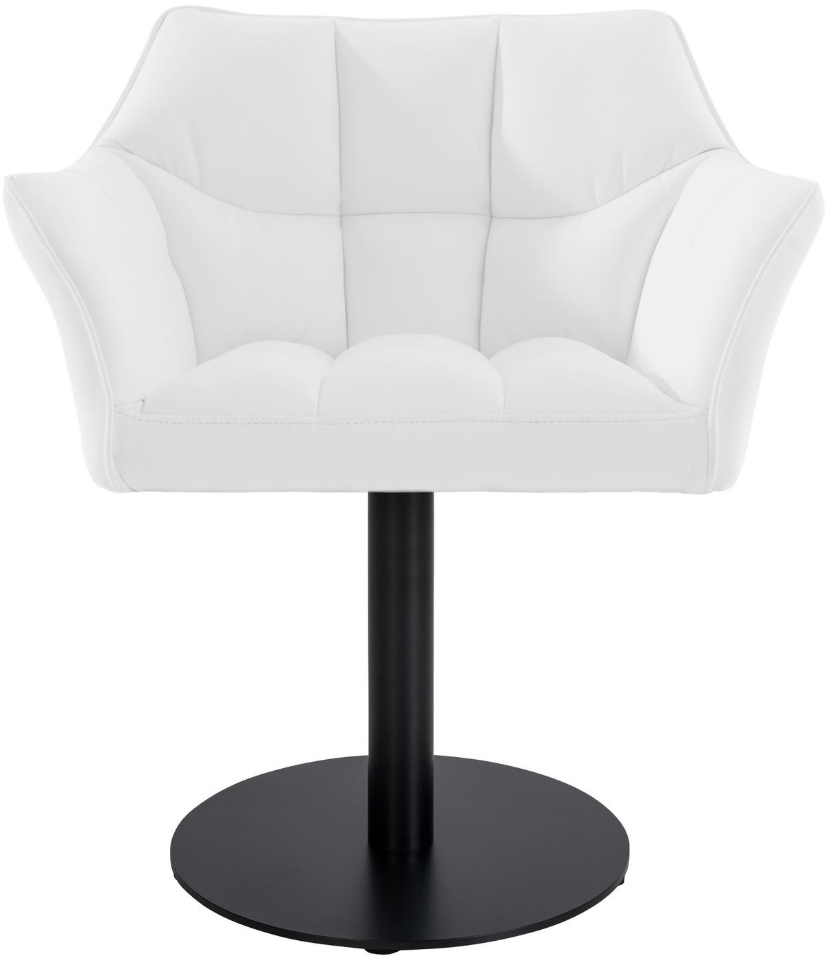 SESSEL Lederlook weiß - Schwarz/Weiß, Textil/Metall (64/75/48cm) - CLP