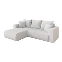ROHOVÁ SEDAČKA s funkcí spaní, otoman vlevo MILA-L 277x194x86 bílá bouclé - bílá/černá, kompozitní dřevo/textil (277/194cm) - ALTDECOR