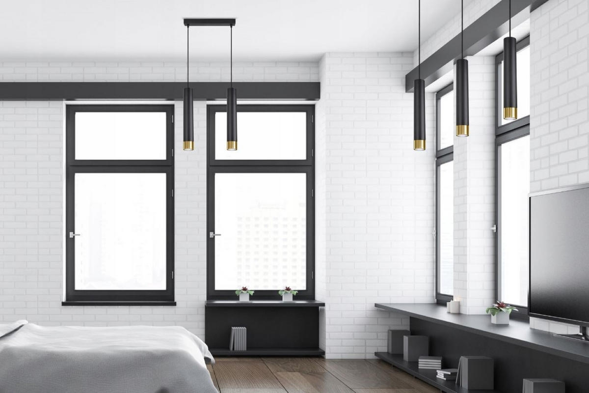 PENDELLEUCHTE Milano Tube - Goldfarben/Schwarz, Glas/Metall (6/32/100cm) - kiki design