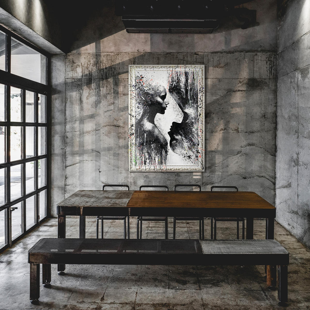 GEMÄLDE Die Grenzen der Intimität Schattenfugenrahmen Weiß 120x80 cm - Weiß, Holz (120/80cm) - YS-art gallery