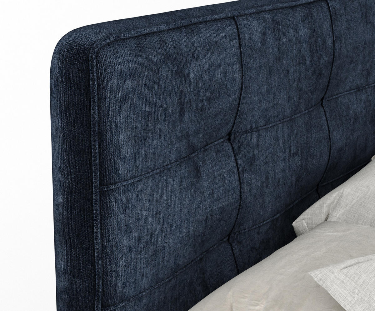 BOXSPRINGBETT Semplice Marineblau 180/200 cm - Schwarz/Dunkelblau, Holz/Holzwerkstoff (180/200cm) - Maison de Reve