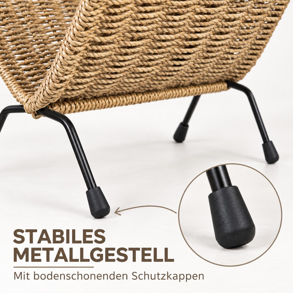 ZEITUNGSSTÄNDER Seegras, Metall schwarz - Braun, Naturmaterialien (37/33/22cm) - Homestyle4u