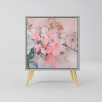 SIDEBOARD CHERRY BLOSSOM, Grau, 57,5x42x75,5 cm, Goldfarbene Metallfüße - Goldfarben/Multicolor, Holzwerkstoff/Metall (57.5/75.5/42cm) - SpaceRebels